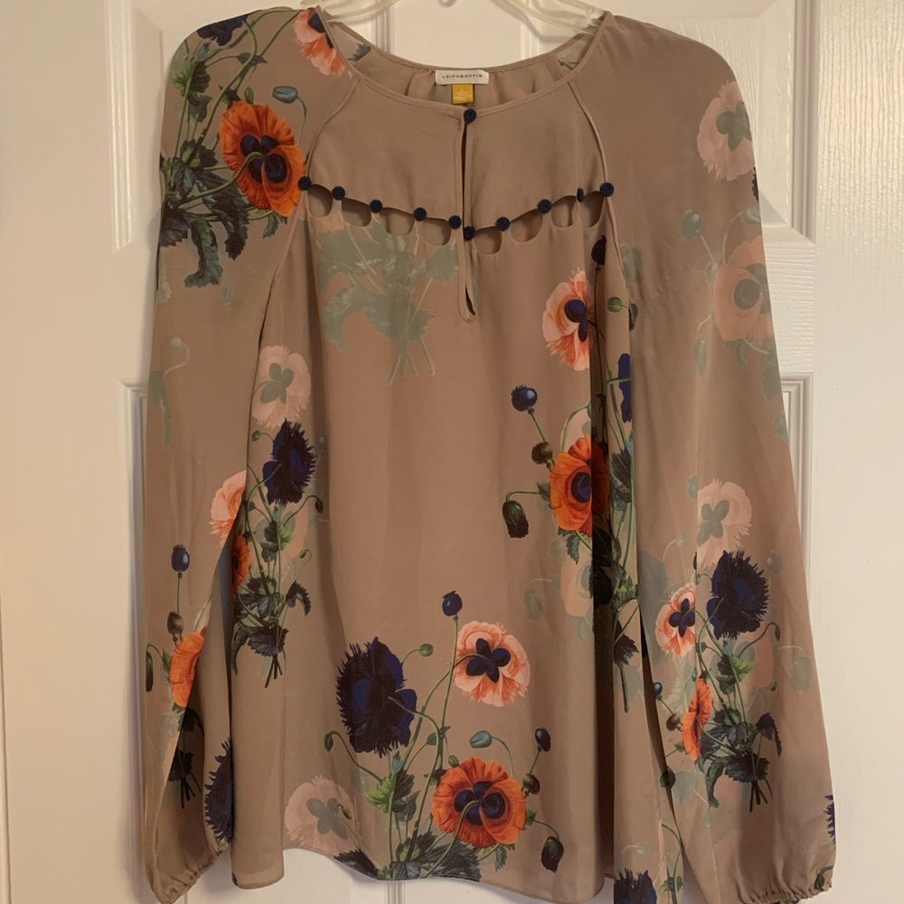 Anthropologie Lefisdottir Ottoman Poppies silk top, 6